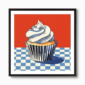 Cupcake Blue Checkerboard 6 Art Print