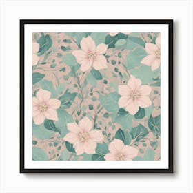 Pink Floral Wallpaper 5 Art Print