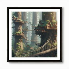 Fairy Houses In The Forest Art Print