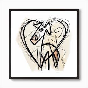 Abstract Cow Heart Illustration Art Print