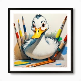 Duck With Colored Pencils 4 Art Print