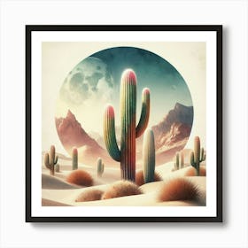 Desert Landscape With Cactus Art Print