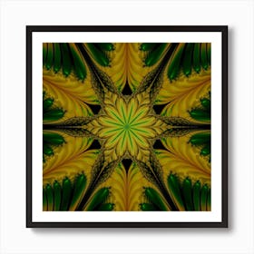 Abstract Flower Artwork Art Green Yellow Póster