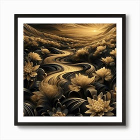 Golden Flowers Art Print