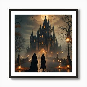 Halloween Castle At Night Art Print