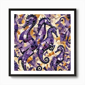 Seahorses Mosaic Art Print