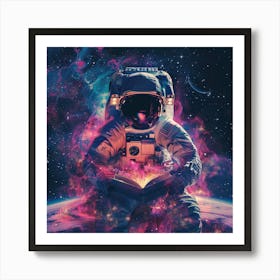 Space Astronaut Reading A Book Art Print