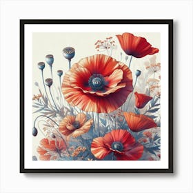 Aesthetic style, Large red poppy flower 2 Art Print