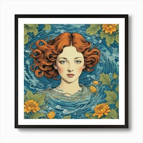 Mermaid In Water Art Print