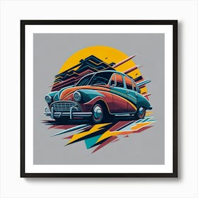 Car Colored Artwork Of Graphic Design Flat (18) Art Print
