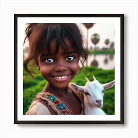 Little Girl With Goat Art Print
