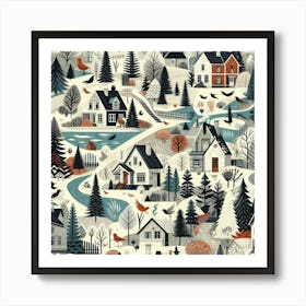 Cozy And Athmospheric Winter Village Art Print