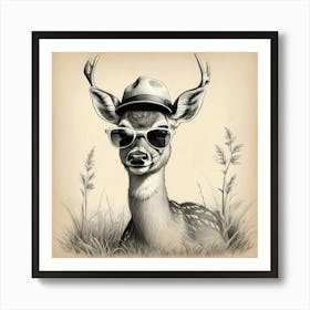 Deer In Sunglasses 3 Art Print