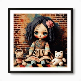 Rag Doll And Teddy Bears Art Print