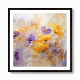 Flowers On Silk Art Print