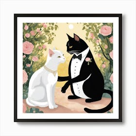 Black And White Cats Art Print