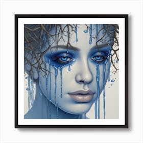 'Blue Rain' Art Print
