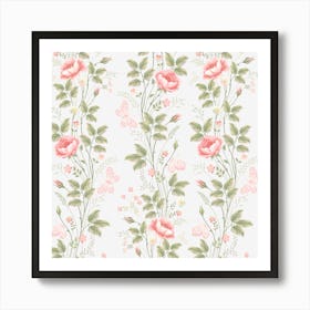 Flowers Roses Pattern Nature Bloom Art Print