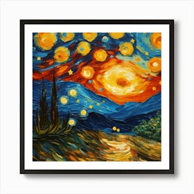 Starry Night Van Gogh Style Painting  Art Print