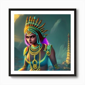 Woman In An Indian Costume Art Print