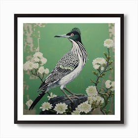 Ohara Koson Inspired Bird Painting Roadrunner 2 Square Art Print