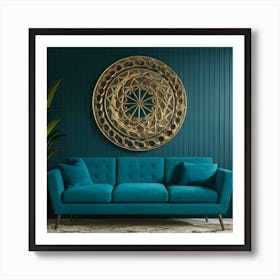 Blue Sofa In A Living Room Art Print