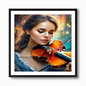 Girl Playing The Violin Art Print