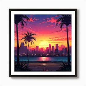 Sunset In Miami 1 Art Print