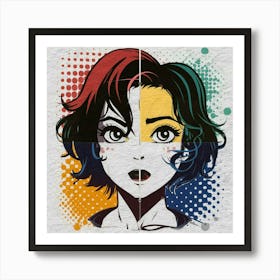 Anime Pop Art Pictures Bold Lines Half Dots And Br Art Print