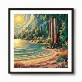 Sunset By The Lake 3 Art Print