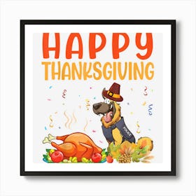 German Shepherd Dog Look Turkey Meat Happy Thanksgiving Day Art Print