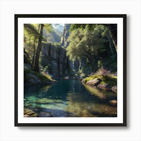 Waterfall In The Forest 1 Art Print