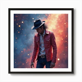 Michael Jackson Performing With A Watercolor Dreamy Galaxy 1 Art Print