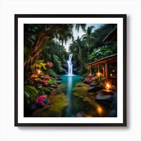 Waterfall In The Jungle Art Print