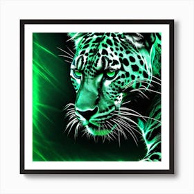 Green Jaguar Wallpaper Art Print