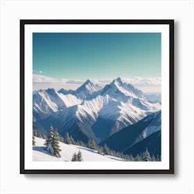 Snowy Mountain Range Art Print