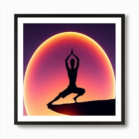 Silhouette Of A Man Doing Yoga Art Print