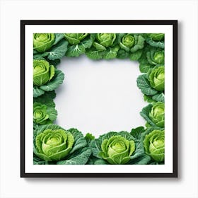 Cabbage Frame On White Background Art Print