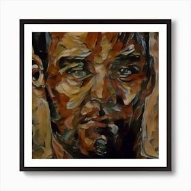 Abstract Portrait Of A Man Brown Art Print