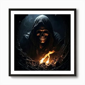 Grim Reapers Skull Plunged Into A Hole Of Bleak Darkness Where Not Even The Dimmest Light Infiltr (1) Art Print