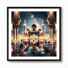 Islamic Mosque At Night 11 Art Print