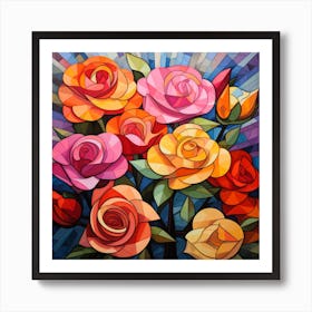 Stained Glass Roses 6 Art Print