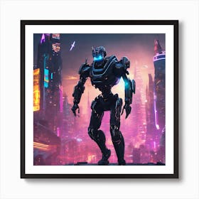 Robot In The City 12 Art Print