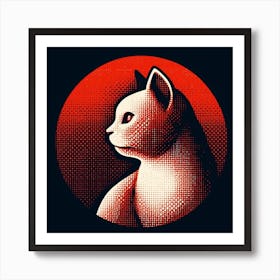 Cat In Red Circle Art Print