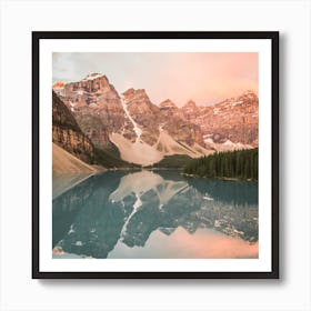 Pink Mountain View Square Art Print