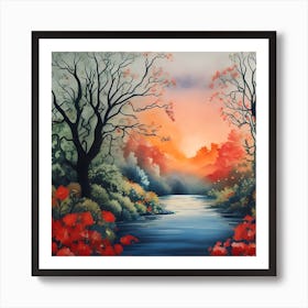 Sunset By The River Affiche