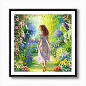 Girl In A Garden 7 Art Print