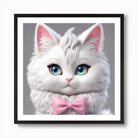 Cute White Cat 2 Art Print