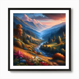 Sunset In The Mountains 5 Art Print