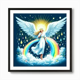 Angel With Rainbow Affiche